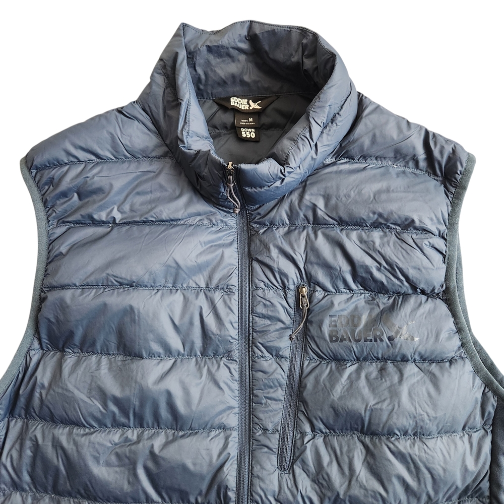 Eddie Bauer 550 Down Insulated Puffer Full Zip Vest Men's M Blue Packable Golf